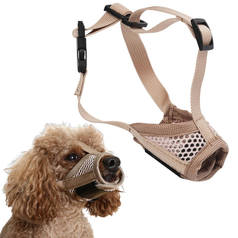 Muzzle for Dog, Soft Pet Muzzle to Stop Chewing Puppy Muzzle with Breathable Mesh & Stable Head Strap Design Mouth Mesh Muzzle Prevent Biting for Large Medium Small Dogs (S)