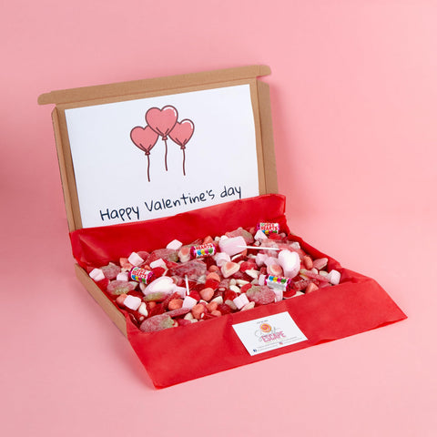 Valentines sweet gift, Random assorted valentines pick and mix sweets, letter box sweets, hand made fizzy and non fizzy sweet box, luxury love hamper gift box, valentines present