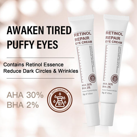 Retinol Eye Cream With Retinol Serum & AHA 30% & BHA 2% -Under Eye Cream For Dark Circles Puffy Eyes -Retinol Anti-Aging Eye Cream For Wrinkles Instant Eye Tightener For Women & Men