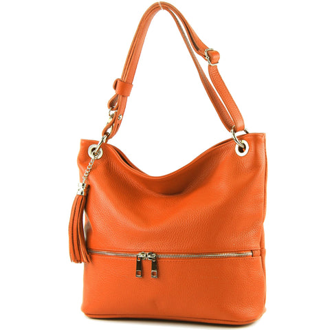 modamoda de - T143 - Italian leather shoulder bag, color: orange