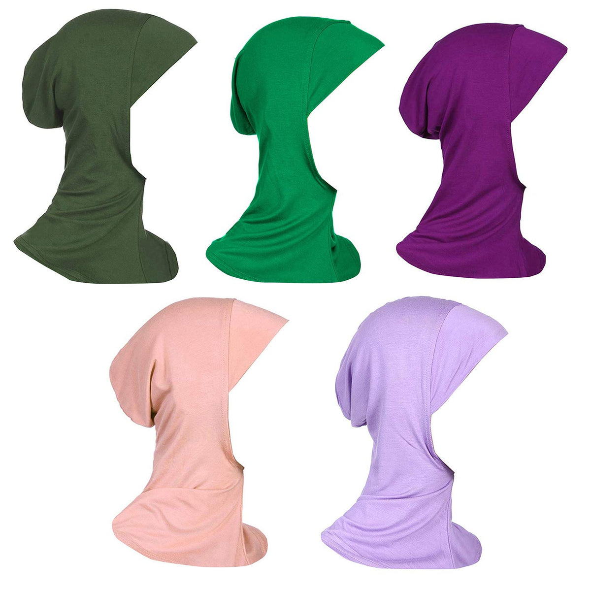 Vpang 5 Pack Womens Muslim Mini Hijab Caps Solid Color Modal Islamic Neck Cover Under Scarf Head Wear Cap (Set 3)