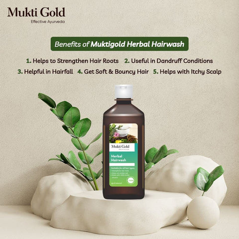 Mukti Gold Herbal Hairwash - 400mL | Shampoo for Hairfall and Hair Growth | For all Hair Types | Blend of 15 Natural Herbs | Sulphate and Paraben Free (400ml (Pack of 1))