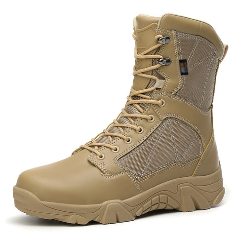 QAXZESA Men's Military Army Boots Breathable Tactical Boots Durable Combat Work Shoes Lightweight Hiking Walking Boots,Sand -44