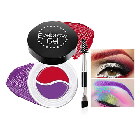 DAGEDA 2 Colors Eyebrow Pomade Kit, Waterproof Eyebrow Gel and Gel Eyeliner, High Pigmented Red Eyebrow Cream & Purple Brow Makeup, Long Lasting Eyebrow Soap Set with Makeup Brush