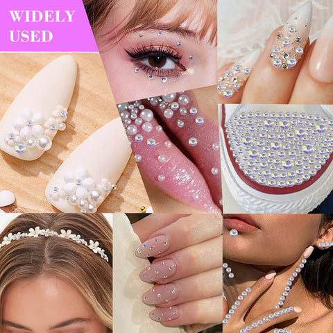 White Face Rhinestones Stickers Hair Jewels Body Glitter Tooth Gems Eye Gems Face Nail Rhinestones for Acrylic Nails Bling Festival Accessories 1799 Pcs 4 Sheets Rhinestone Stickers 3/4/5/6 mm