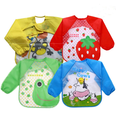 Lolitarcrafts 4 PCS Baby Waterproof Long Sleeved Bib Apron Kids Smock,2-5Years