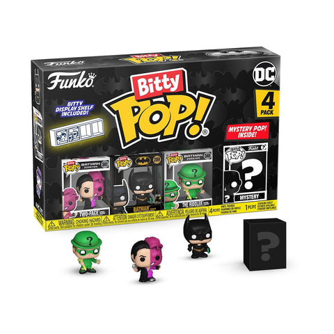 Funko Bitty Pop! Batman 85th Anniversary: Mini Collectible Toys 4-Pack - Two-Face™ - Batman Forever™, Batman™ - Forever, The Riddler™ - Batman Forever™, & Mystery Chase Figure (Styles May Vary)