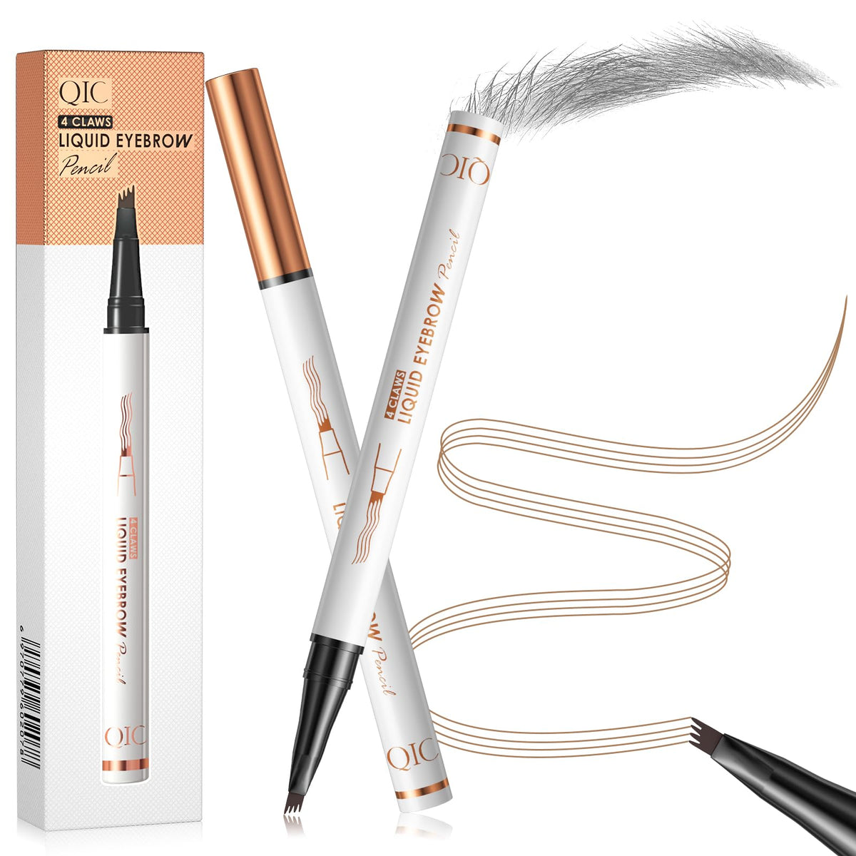 Professional Waterproof Long Lasting Eyebrow Pencil with Innovative 4 Claws Liquid Design for Easy Coloring?Gray?