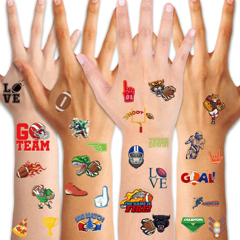 Konsait 10 Sheets Football Temporary Tattoos Rugby Sports Stickers Football Face Stickers for Football Game Party Decorations Favors Supplies