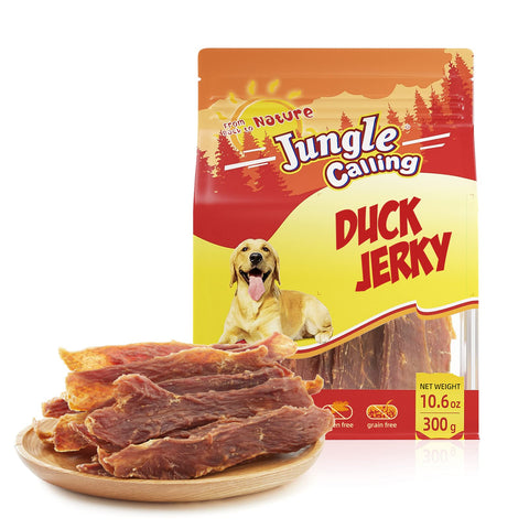 Jungle Calling All Natural Dog Treats, Duck Jerky for Dogs, Slow Roasted Snacks for Medium and Large Dogs Chewy Treats 11 oz.