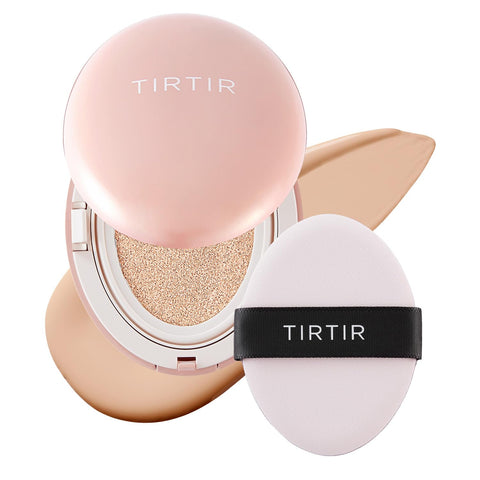 TIRTIR Mask Fit All Cover Pink Cushion Foundation | High Coverage, Velvety Matte Finish, Lightweight, Flawless, Corrects Redness, Korean Cushion, Pack of 1 (0.63 oz.), #17C Porcelain