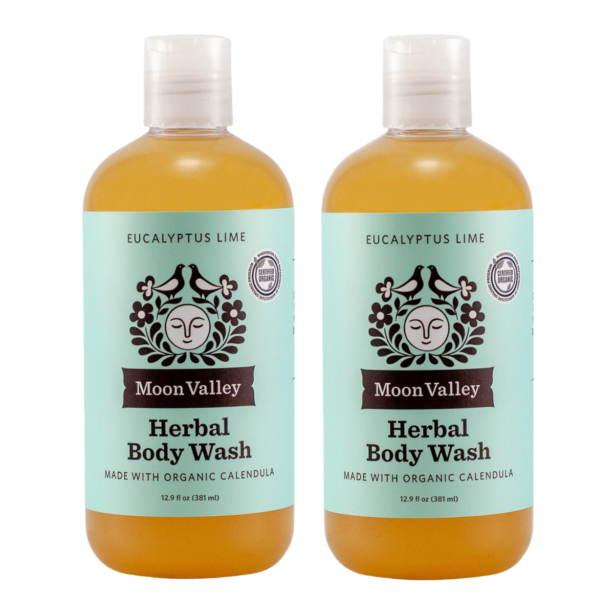 Herbal Body Wash, Eucalyptus Lime by Moon Valley, All Natural Ingredients, No Parabens, Vegan, Moisturizing Essential Oils, Two Pack