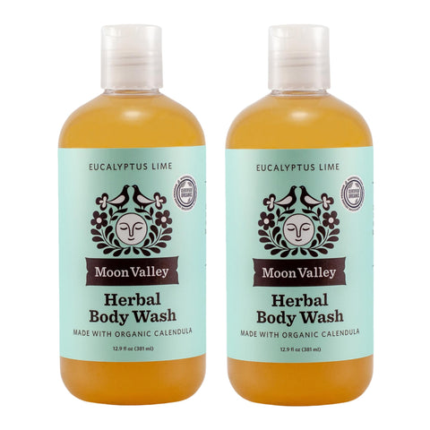 Herbal Body Wash, Eucalyptus Lime by Moon Valley, All Natural Ingredients, No Parabens, Vegan, Moisturizing Essential Oils, Two Pack