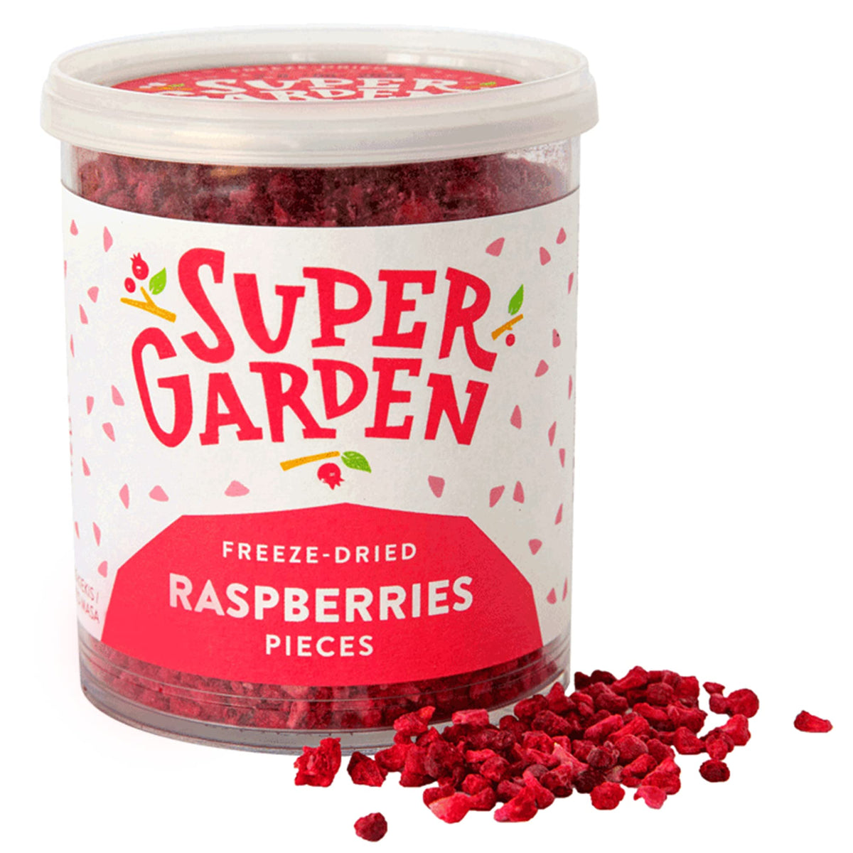 Freeze Dried Raspberry Pieces - Flavorful, Nutritious Freeze Dried Fruit - Gluten Free, Preservatives Free, No Added Sugar - Dried Berries Vegan Snacks by Super Garden (38g)