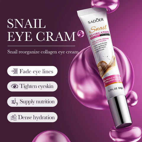 Grospe Snail Repair Eye Cream with Snail Mucin Extract and Collagen,Eye Wrinkle Firming Cream Under Eye Repair Cream for Anti-aging Hydrating Reducing Dark Circles Fine Lines Puffiness