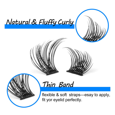 wiwoseo Lash Clusters 72Pcs Individual Lashes D Curl 8-16MM Eyelashes Cluster DIY False Eyelashes Natural Look Lashes at Home Lash Extension