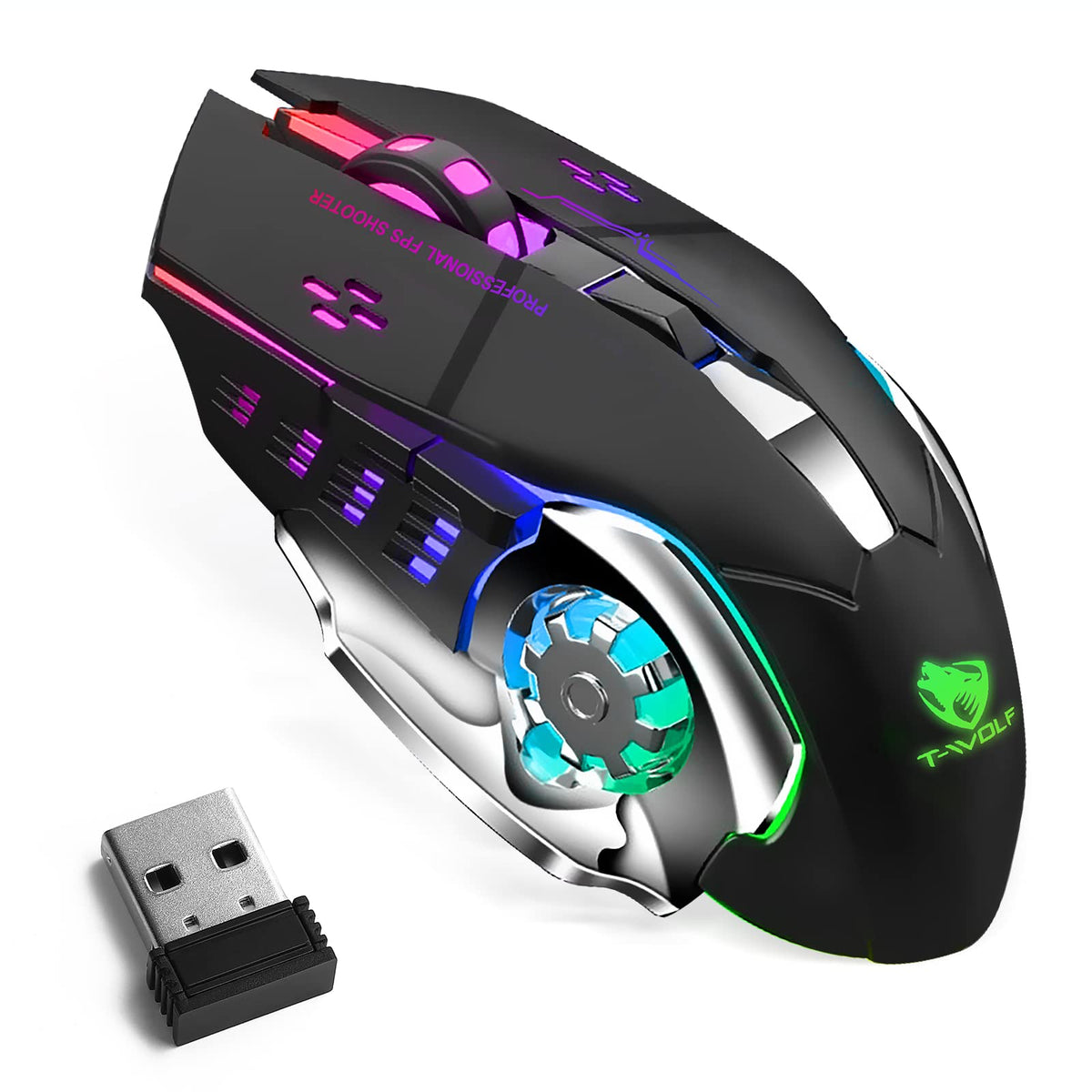 Bluetooth Mouse, UrbanX Rechargeable Wireless Mouse Multi-Device (Tri-Mode:BT 5.0/4.0+2.4Ghz) with 3 DPI Options, Ergonomic Optical Portable Silent Mouse for Allview Wi7 Purple Black