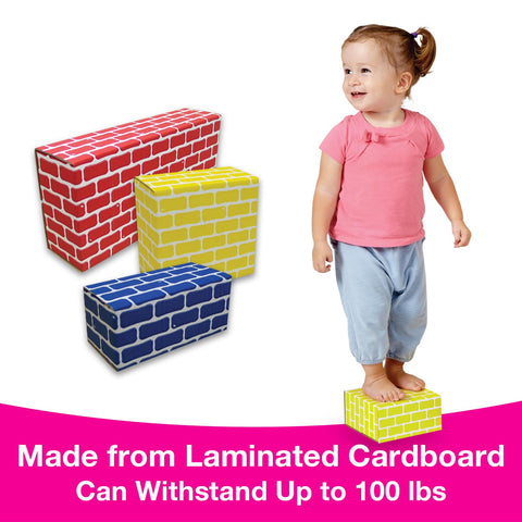 Edushape Cardboard Baby Blocks for Toddlers 1-3, 52 Pieces - Edu-Blocks Durable Multi-Colored Toddler Blocks for Building & Learning - Stacking Blocks Building Blocks for Daycares and Preschools