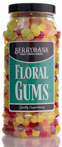 Original Floral Gems Retro Sweets Gift Jar By Berrymans Sweet Shop - Classic Sweets, Traditional Taste.