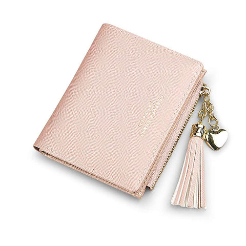 Yafanqi Small Wallet for Women Cute Teen Girls Simple Mini Bifold Thin Compact Ladies Wallets, A-Pink, Minimalist