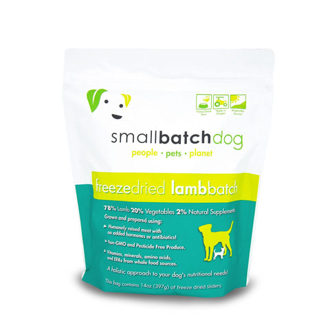 smallbatch Pets Freeze-Dried Premium Raw Food Diet for Dogs, Lamb Recipe, 14 oz, Made in The USA, Organic Produce, Humanely Raised Meat, Hydrate and Serve Patties, Single Source Protein, Healthy