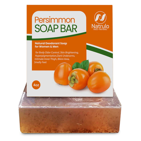 Persimmon Soap Bar for Body Odor Control - Purifying Deodorizing Body Wash with Japanese Persimmon & Green Tea Extract for Eliminating Nonenal Body Odor - Great for Skin Brightening,