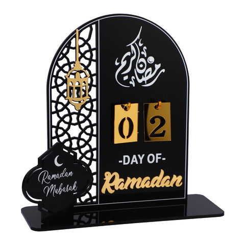 Ramadan Advent Calendar - Acrylic Eid Mubarak DIY Countdown Calendars for Decoration - Craft Ornament Ramadan Gift (Black)