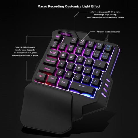 Zunate Gaming Keyboard, RGB Backlit One Handed Keyboard with 35 Keys Ergonomic Portable Mini Keypad for PC Gamers, Plug and Play for Win10/8/7/Vista ME, OS X,