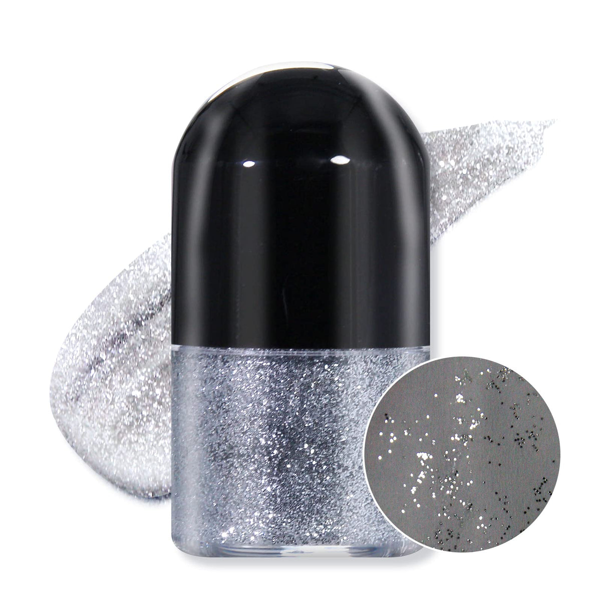 DAGEDA Body Glitter Gel, Roll-on Face Glitter Body Gel Sequins Body Shimmer Eyeshadow, Holographic Laser Glitter Face Gems Glitter Gel Face Glitter Makeup for Rave Accessories Gift(Silver)