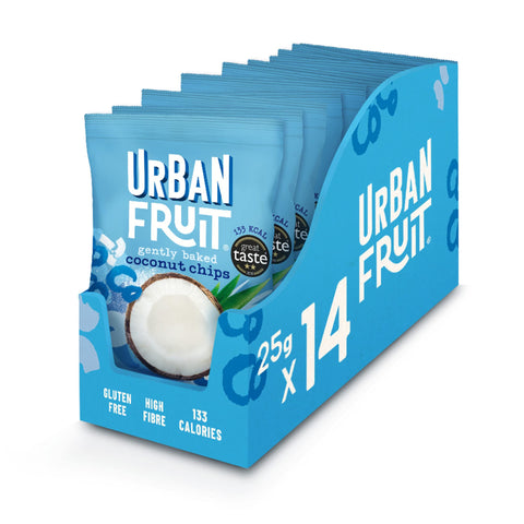 Urban Fruit Coconut Chips Packs - Gently Baked Fruit - Healthy - Vegan - 14 x 25 g.