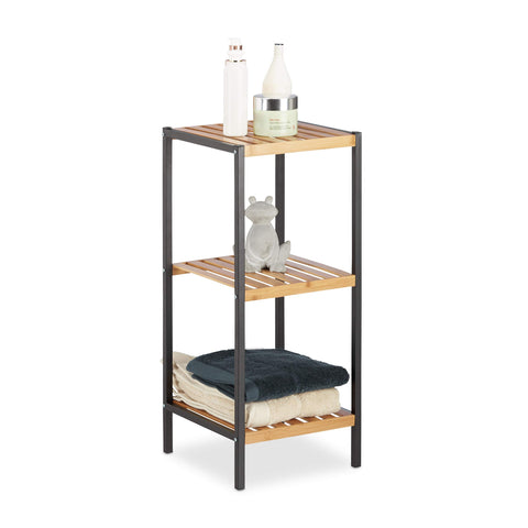 Relaxdays Bamboo Shelf, Multifunctional, Customizable, 4-Tier Storage Unit, HxBxT: 104 x 30 x 30 cm, Natural, 70 x 30 x 30 cm