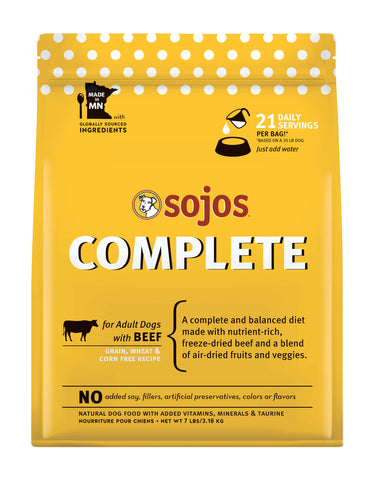 Sojos Complete Beef Recipe Adult Grain-Free Freeze-Dried Raw Dog Food, 7 Pound Bag