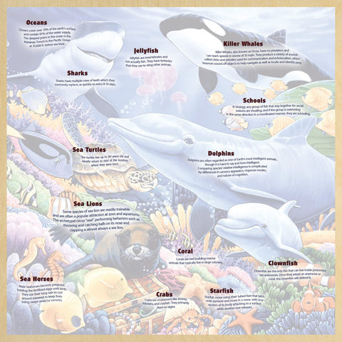 Masterpieces 48 Piece Fun Facts Jigsaw Puzzle for Kids - Undersea Friends Wood Puzzle - 12"x12"