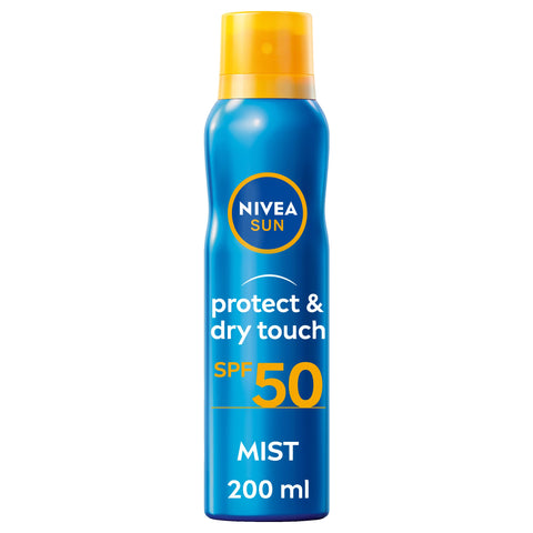 NIVEA SUN Protect & Dry Touch Refreshing Sun Mist Spray SPF50 (200ml), Water-Resistant Sun Spray, Immediate Protection Against UVA/UVB Rays, Sunburns and Premature Ageing
