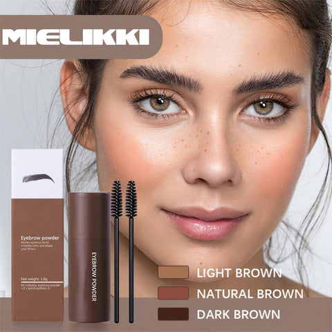 MIELIKKI Eyebrow Stamp and Eyebrow Stencil Kit, 1-Step Eye Brow Stamp and Shaping Kit Set, 10 Reusable Eyebrow Stencils, Long-Lasting, Waterproof, for Filling and Shaping Perfect Eyebrow Makeup, Dark Brown