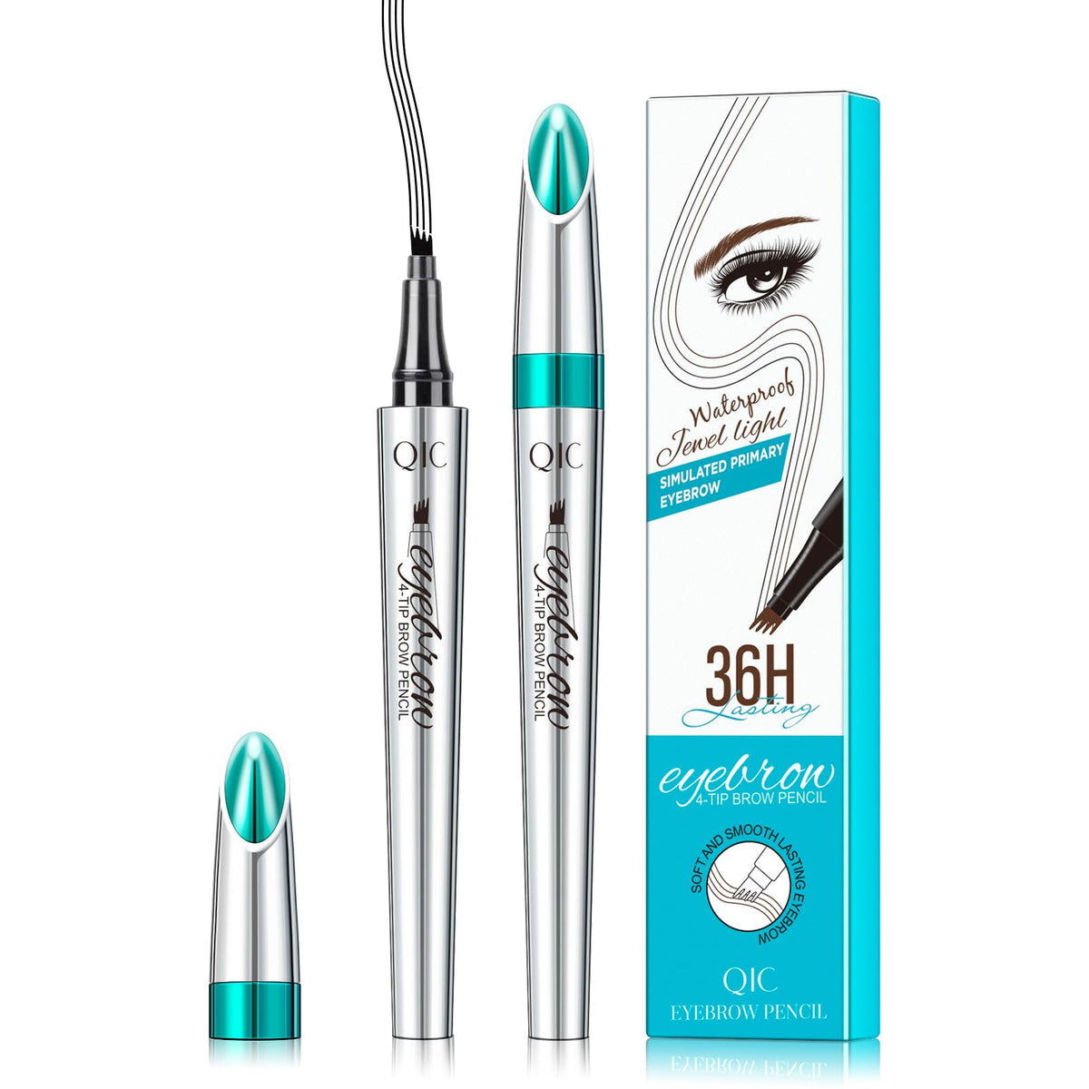 Professional Eyebrow Pencil brown, Liquid Microblade Eyebrow Pen with 4 Claws, Long Lasting Waterproof & Natural Looking and Stays on All Day (Q703-4# Black)