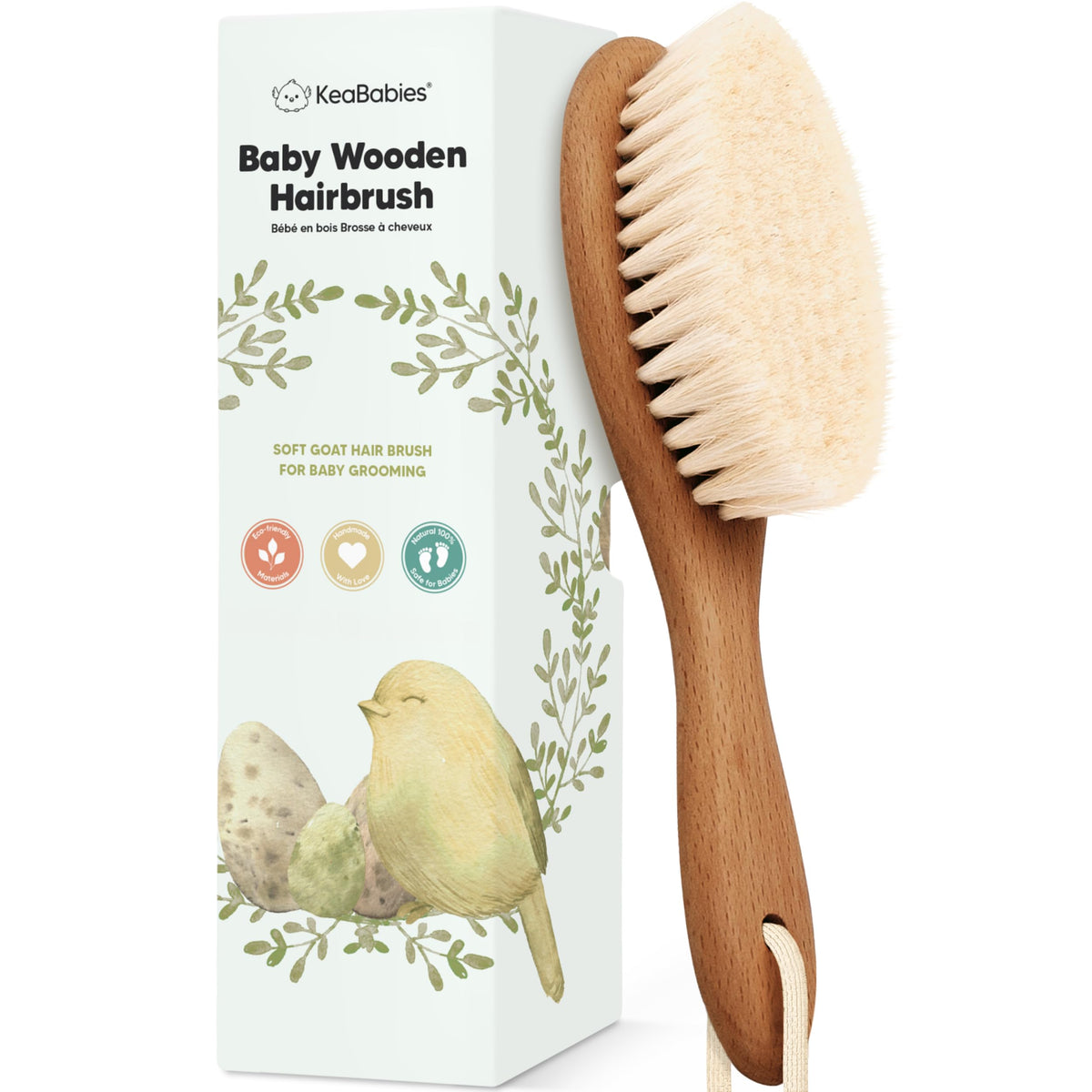 Baby Hair Brush - Baby Brush with Soft Goat Bristles, Cradle Cap Brush, Perfect Scalp Grooming Product for Infant, Toddler, Kids, Newborns, Baby Girls, Boys (Dark Walnut, Oval)