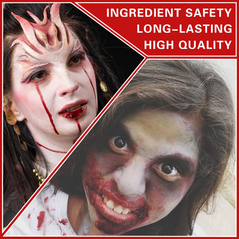 Halloween Makeup Kit Fake Blood Gel Scar Wax with Spatula Sponge,3 Color White Red Black Face Body Paint Clown Makeup Kit,Special Effects Fake Blood Makeup Kit for Zombie Vampire Cosplay makeup