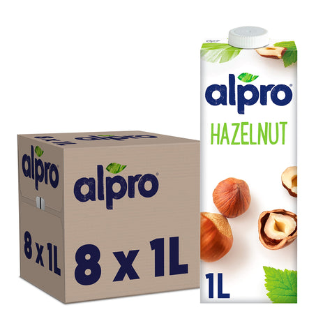 Alpro Hazelnut Plant-Based Long Life Drink, Vegan & Dairy Free, 1L (Pack of 8)