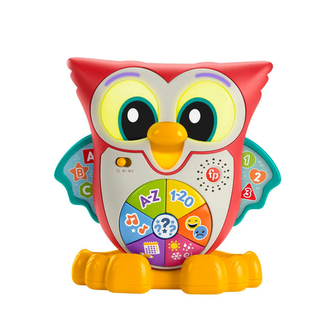 Fisher-Price Linkimals Light-Up & Learn Owl, Italian Version, interactive musical learning toy with lights and motion for toddlers ages 18 months and older, HJN64