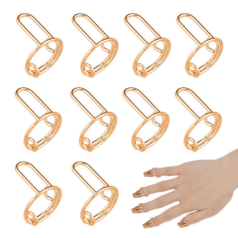 10pcs Wudu Nail Rings, Adjustable Fingernail Rings Reusable Detachable Metal Finger Nail Rings for Women Nails Jewelry Fingertip Gift Decorations for Wearing Manicure Nails(Gold)