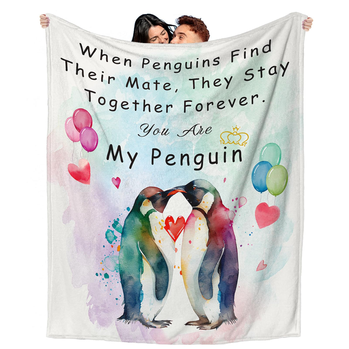 Vetbuosa Valentines Gifts for Her Him, Romantic Gifts for Wife Husband Blanket, Engagement Gifts for Couples, Wedding Anniversary Birthday Presents for Her Girlfriend,Boyfriend,Penguin Gifts