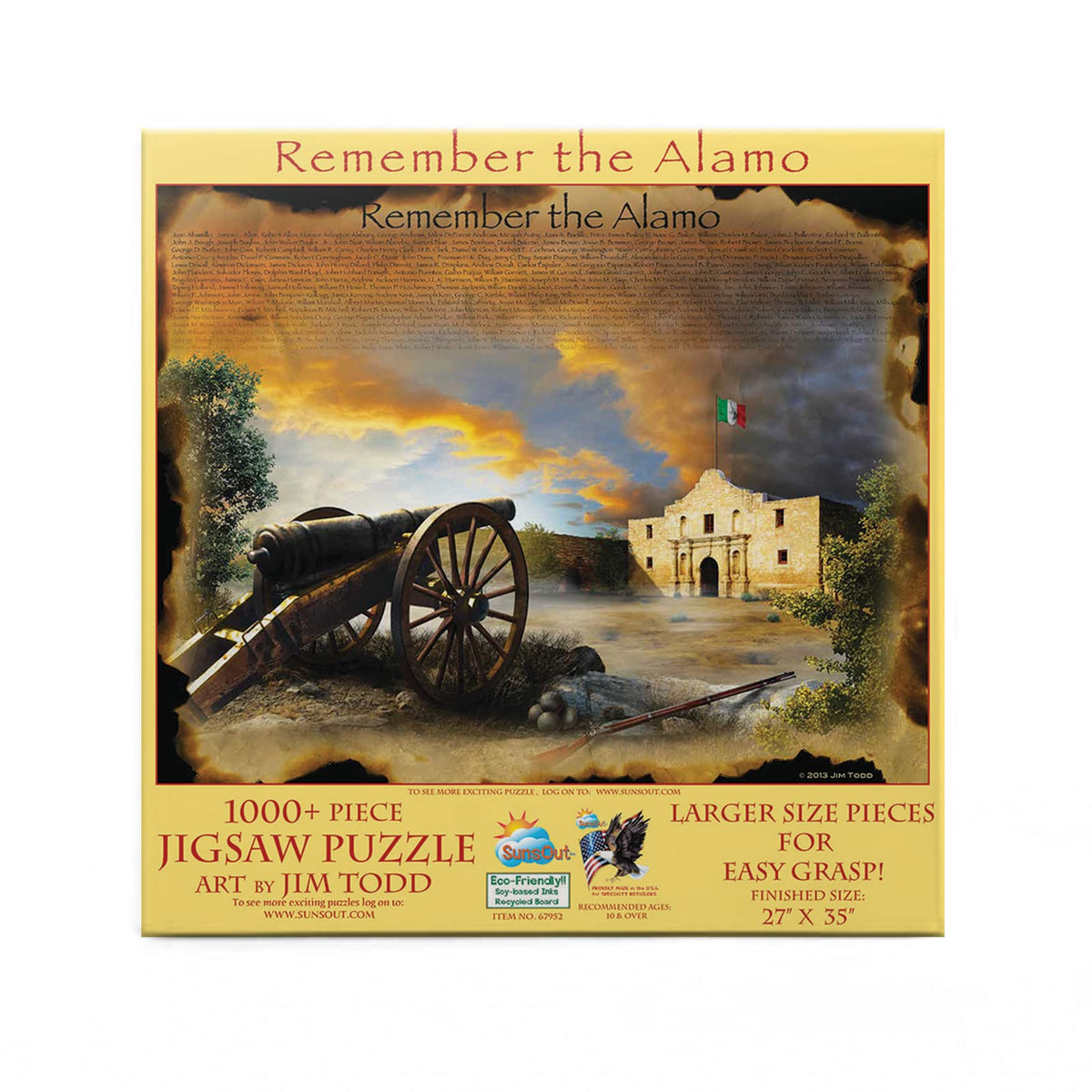 SUNSOUT INC - Remember The Alamo - 1000 pc Large Pieces Jigsaw Puzzle by Artist: Jim Todd - Finished Size 27" x 35" - MPN# 67952