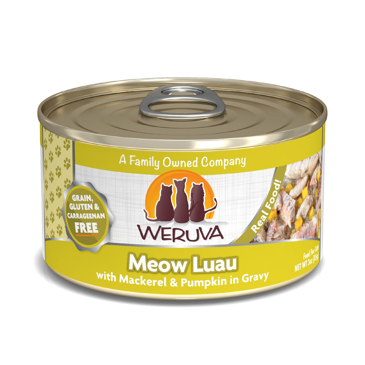 Weruva Classic Cat Food, Meow Luau with Mackerel & Pumpkin in Gravy, 3oz Can (Pack of 24)