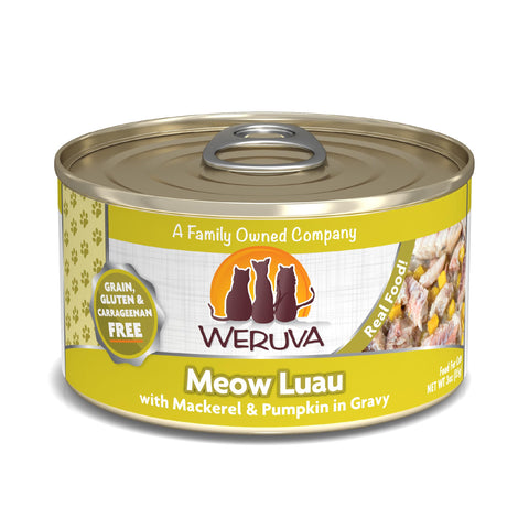 Weruva Classic Cat Food, Meow Luau with Mackerel & Pumpkin in Gravy, 3oz Can (Pack of 24)