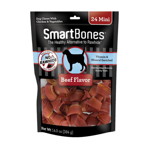 SmartBones Mini Chews With Real Beef 24 Count, Rawhide-Free Chews For Dogs