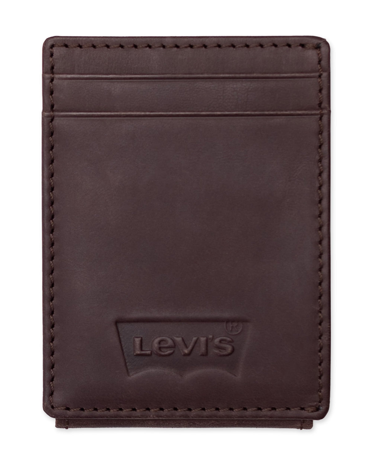 Levi's Men's Magnetic Front Pocket Card Case-Compact, Slim Everyday Wallet, Brown, One Size