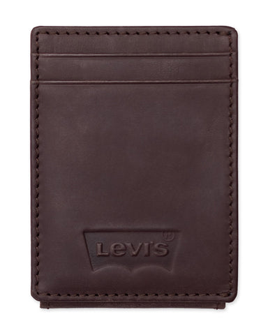 Levi's Men's Magnetic Front Pocket Card Case-Compact, Slim Everyday Wallet, Brown, One Size