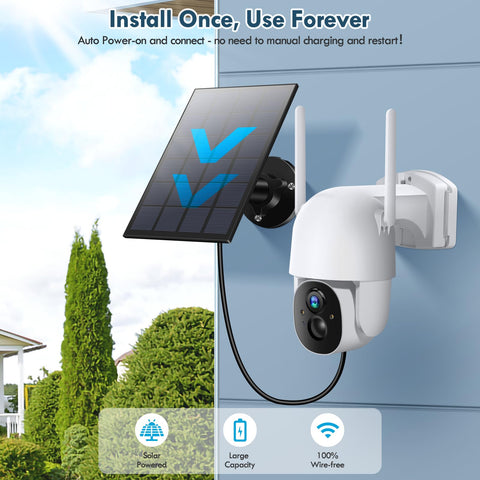 Wireless Cameras for Home/Outdoor Security, Solar Security Cameras Wireless Outdoor 355ÃƒÆ’Ã†â€™ÃƒÂ¢Ã¢â€šÂ¬Ã…Â¡ÃƒÆ’Ã¢â‚¬Å¡Ãƒâ€šÃ‚Â°PTZ, 3MP 2K FHD WiFi Camera with Spotlight, Motion Detection, Siren, Color Night Vision, 2-Way Talk, SD/Cloud