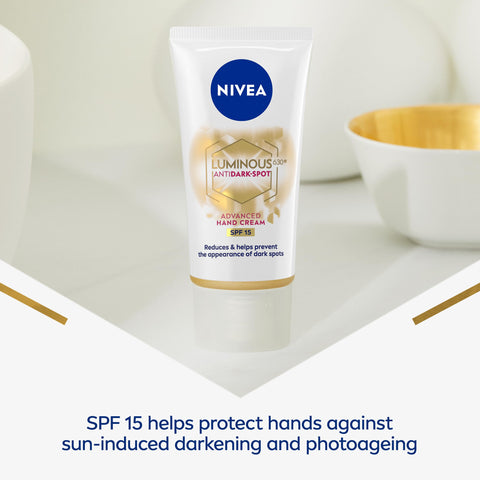 NIVEA LUMINOUS 630 Anti Dark Spot Advanced Hand Cream (50ml), Skin Cream Enriched With Hyaluronic Acid, Nourishing Hand Cream For Luminous Skin